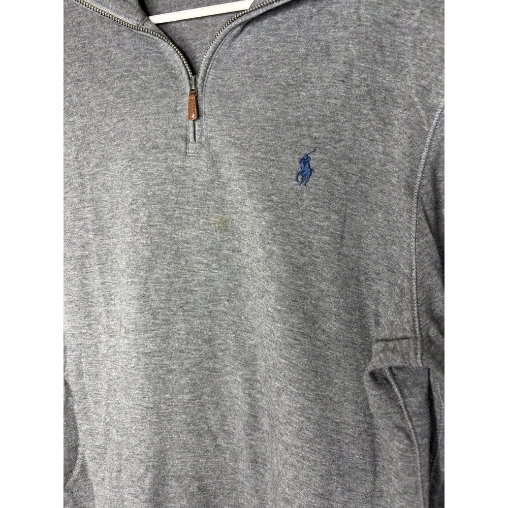 Polo Ralph Lauren Mens Quarter Zip Pullover Heather Gray Cotton Blend Large blem - Picture 2 of 10